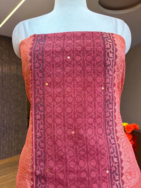 Super Net Kotta Badla Mirror Block Print Material✨