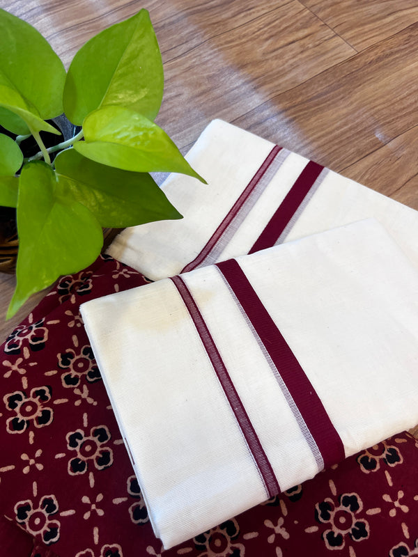 🌿 Puliyilakkara Handloom Set Mundu with Brocade Blouse – Heritage with a Touch of Royalty ✨