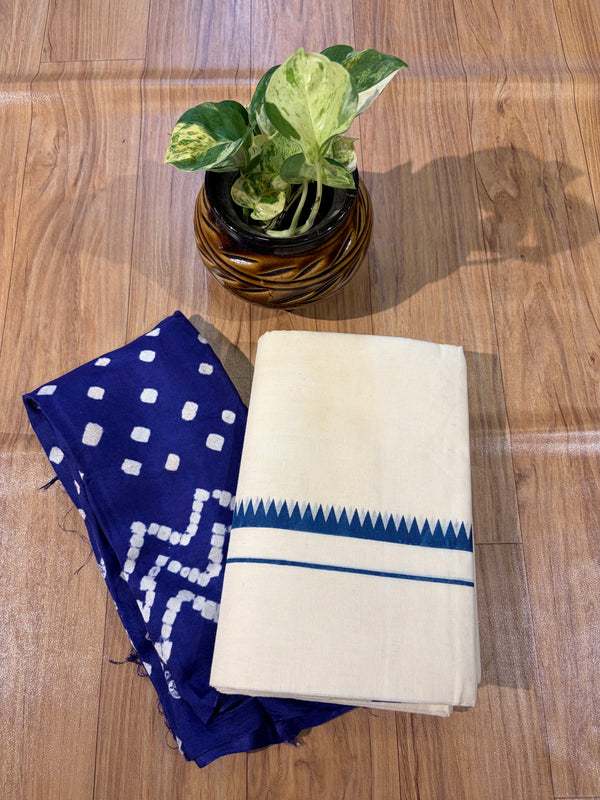 ๐ฟ Puliyilakkara Handloom Set Mundu with Blouse โ Timeless Kerala Tradition โจ
