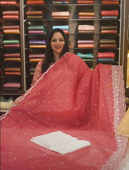 Organza Sarees with Hacoba blouse butt - NA01