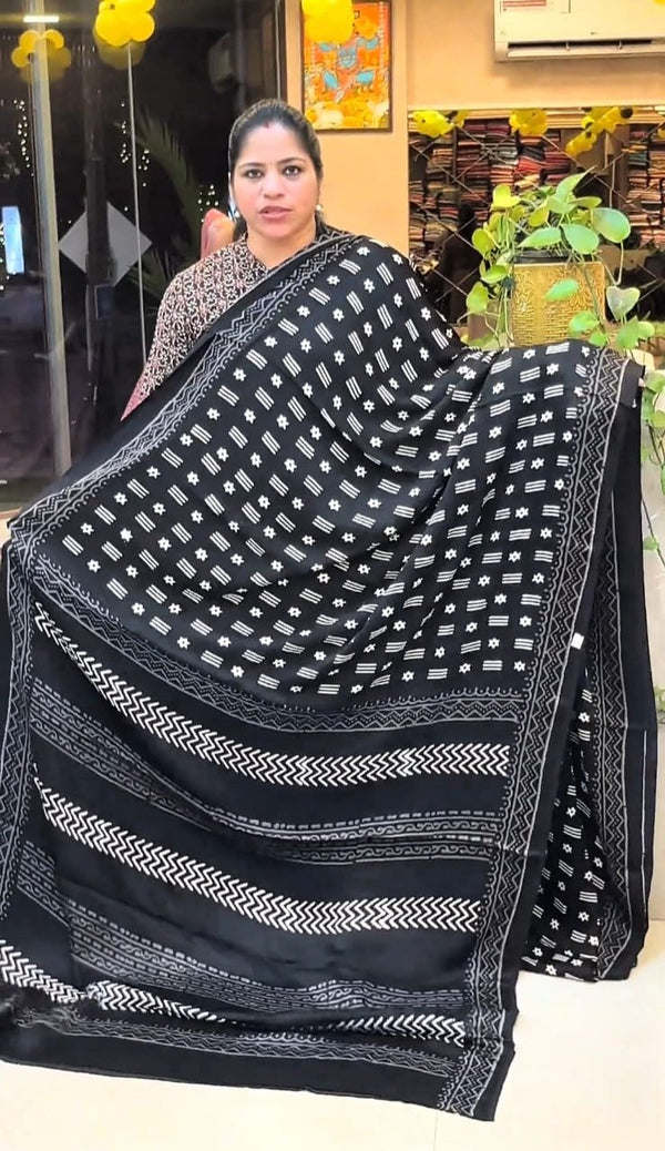 Ajrakh modal silk saree ZA7788