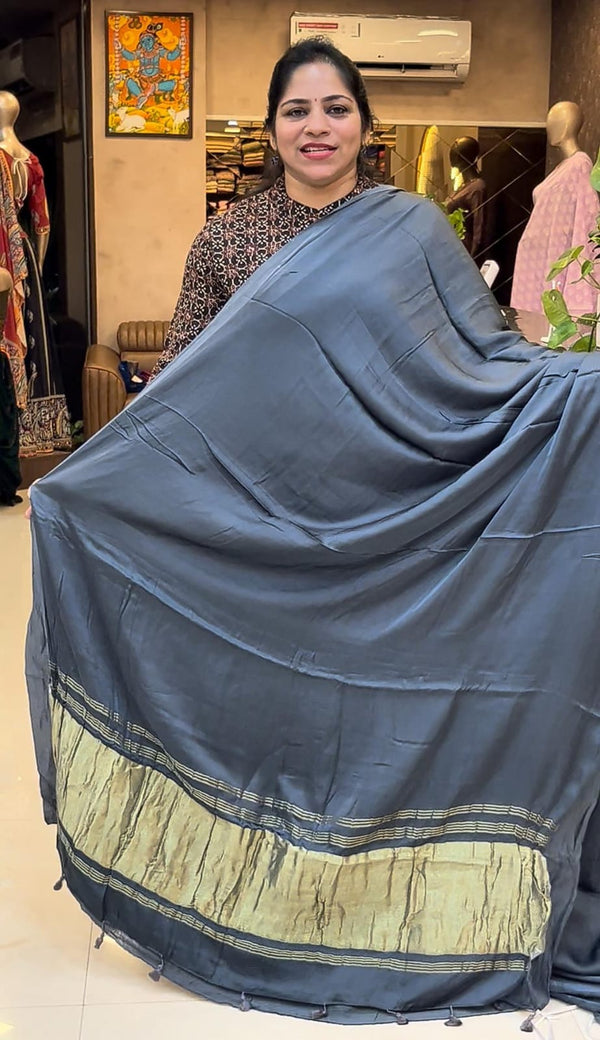 Modal silk sarees with Tissue Pallu - ZA888