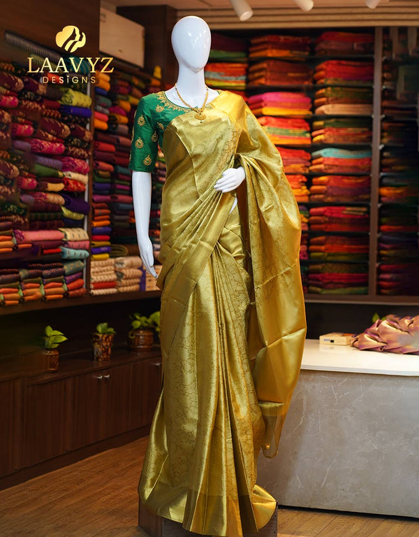 π Celebrity-Inspired Semi Kanchipuram Silk Saree β Regal Charm, Star Style π