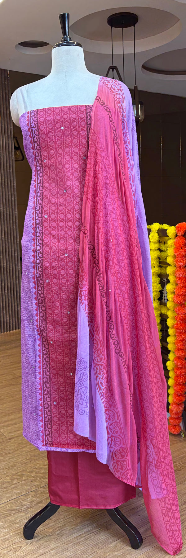 Super Net Kotta Badla Mirror Block Print Material✨