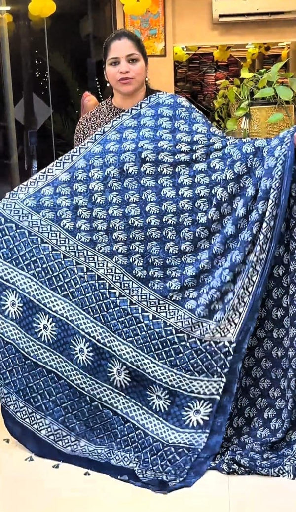 Ajrakh modal silk saree ZA7788