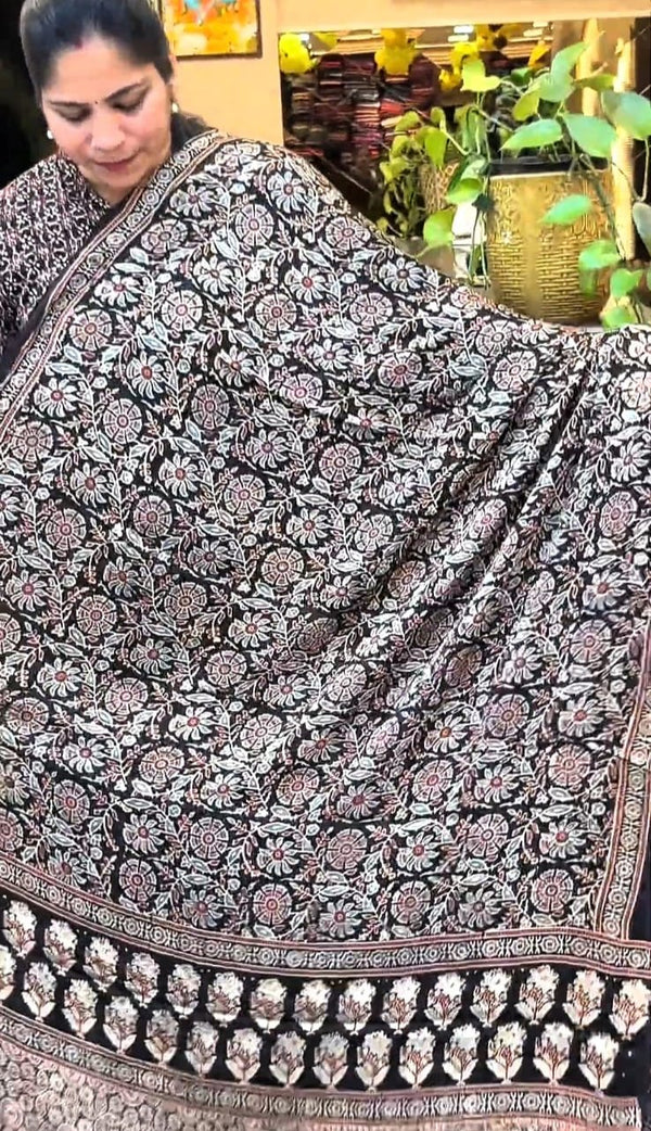 Ajrakh modal silk saree ZA7788