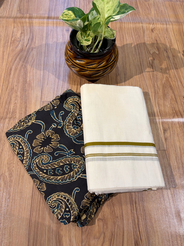 ๐ฟ Puliyilakkara Handloom Set Mundu โ Timeless Kerala Tradition โจ