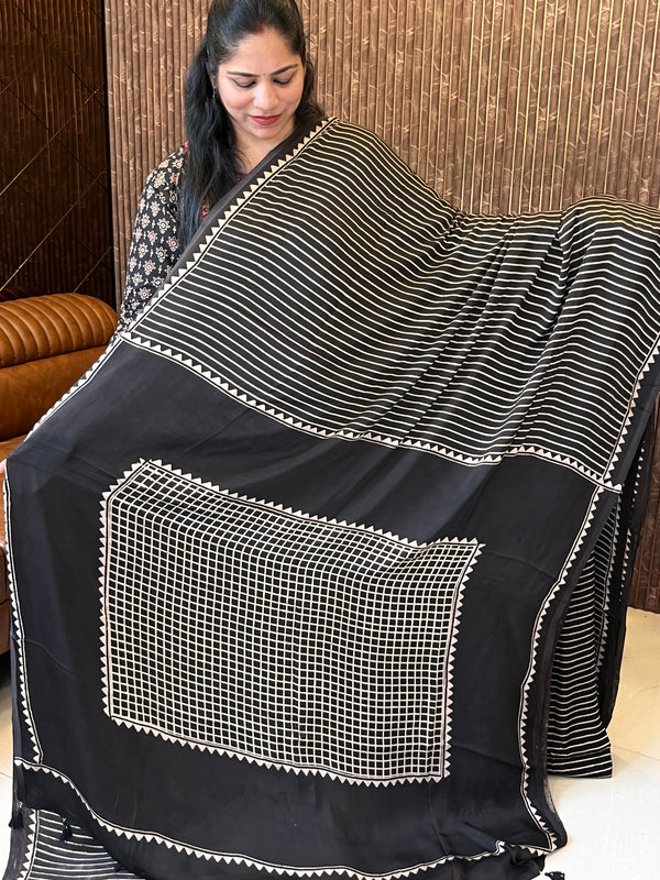 Ajrak modal silk saree