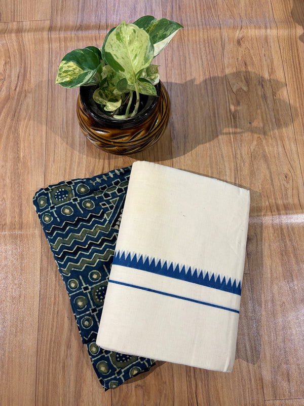 ๐ฟ Puliyilakkara Handloom Set Mundu with Blouse โ Timeless Kerala Tradition โจ