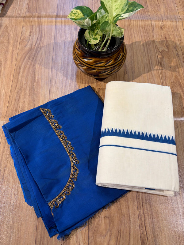 ๐ฟ Puliyilakkara Handloom Set Mundu with Blouse โ Timeless Kerala Tradition โจ