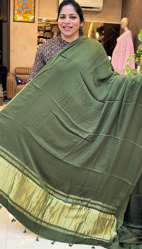 Modal silk sarees with Tissue Pallu - ZA888