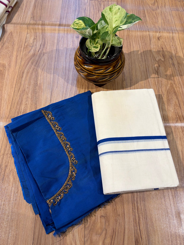 ๐ฟ Puliyilakkara Handloom Set Mundu with Blouse โ Timeless Kerala Tradition โจ