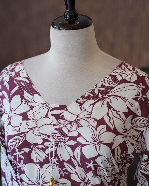 Ready-To-Wear Cotton Kurtha Set - Burgundy Bliss🌺