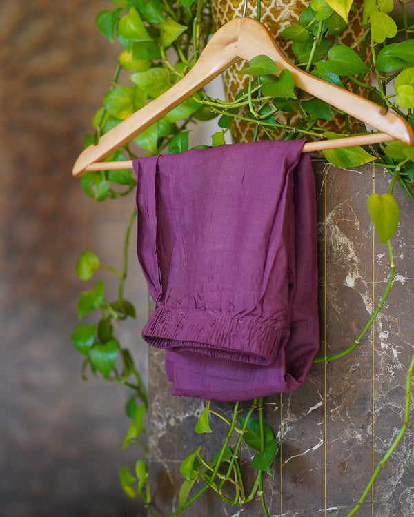 Ready-To-Wear Cotton Kurtha Set - Burgundy Bliss🌺