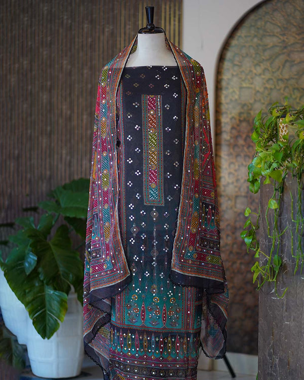 Unstitched Black Salwar Set - Elegance In Every Thread🖤