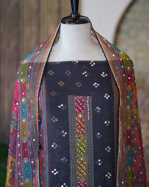 Unstitched Black Salwar Set - Elegance In Every Thread🖤