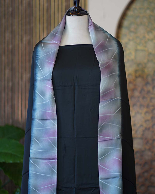 Unstitched Modal Silk Black Salwar Set - Sustainably Stylish🖤