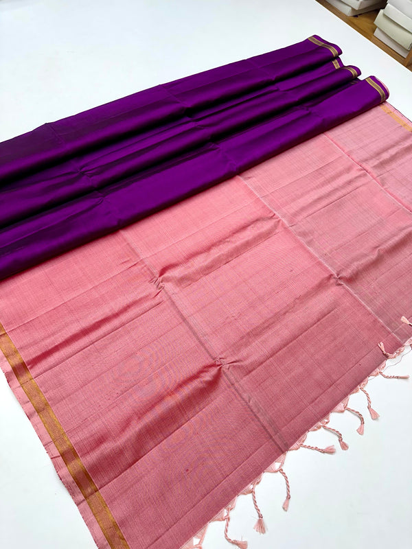🧚♀️Handloom Made Double Warp *DOUBLE MUNDHI PLAIN* Soft Silk Sarees