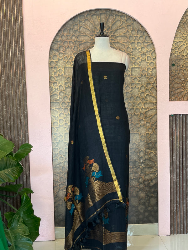 Pure Handloom Linen Unstitched Salwar Materials ✨