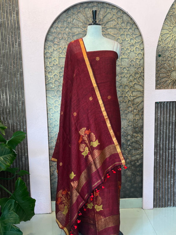 Pure Handloom Linen Unstitched Salwar Materials ✨