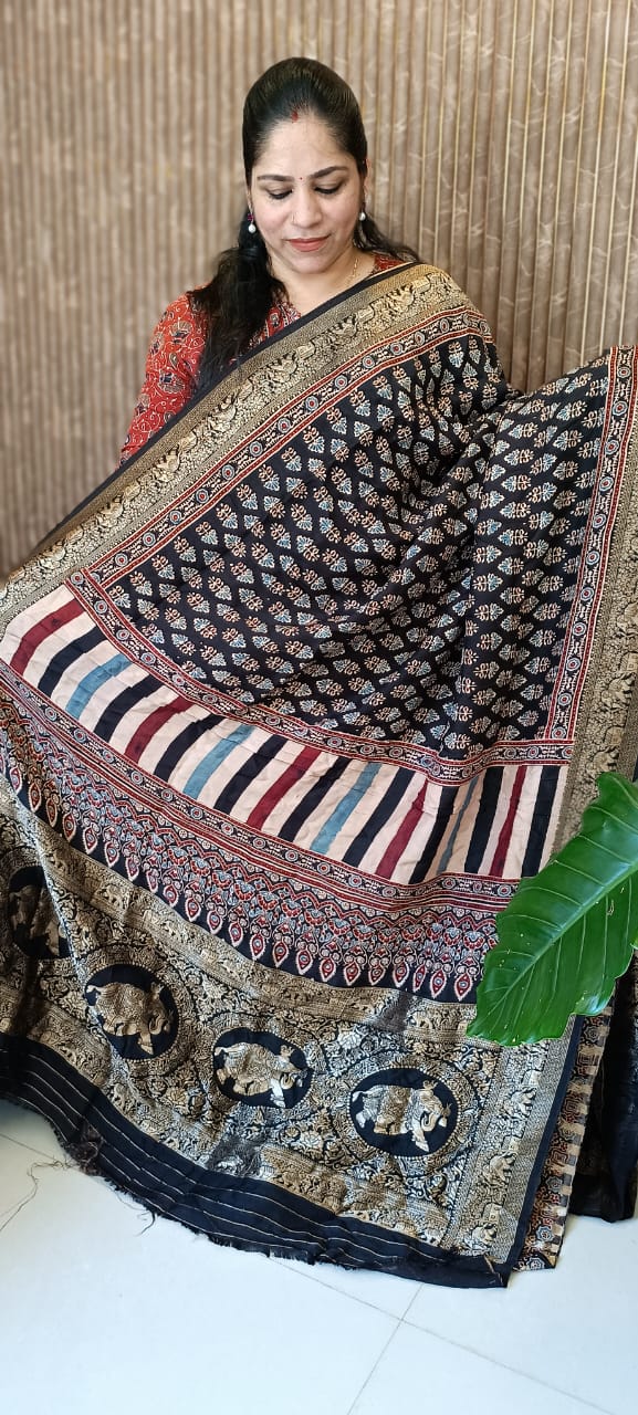 Ajrakh Hand Block Printed Dupatta