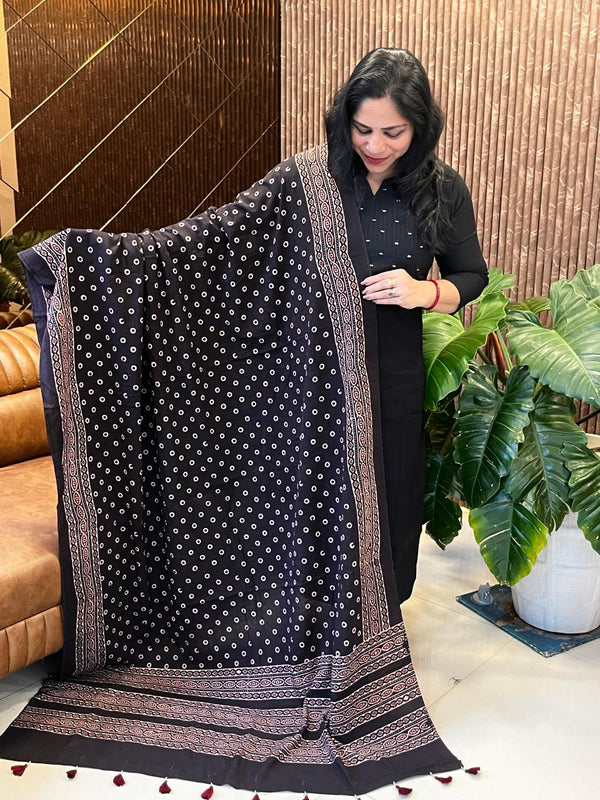 AJRAKH Cotton Dupatta - Timeless Handblock Art on Pure Cotton
