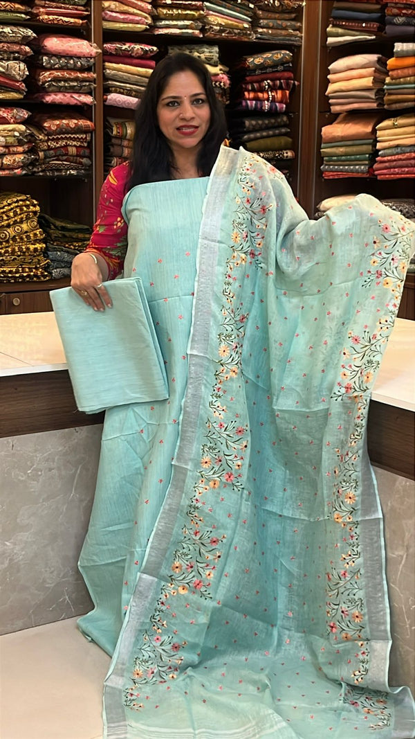 Pure Handloom Linen Unstitched Salwar Materials ✨