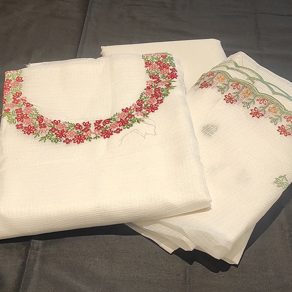 Soft net Cotta Unstiched Salwar suit material withMachine Embroidery - NAT4