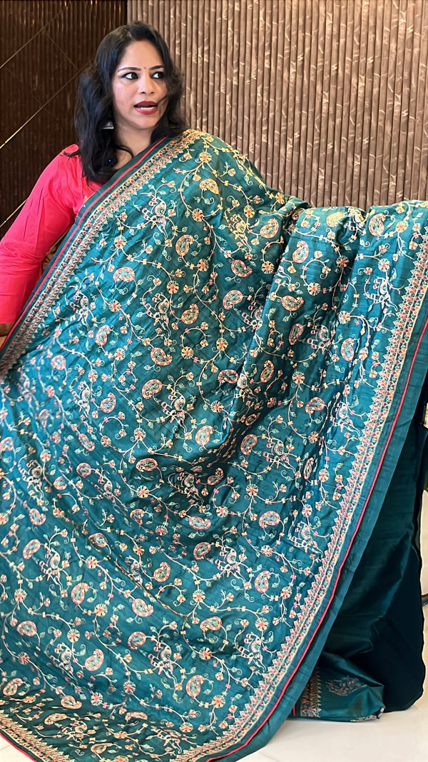 Semi Raw Silk Embroidery Saree – Grace in Every Thread ✨