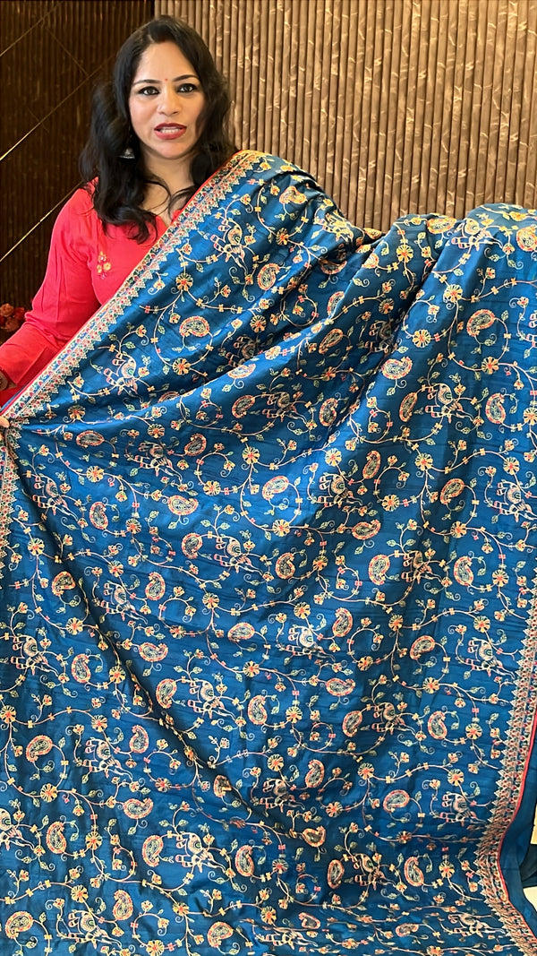 Semi Raw Silk Embroidery Saree – Grace in Every Thread ✨