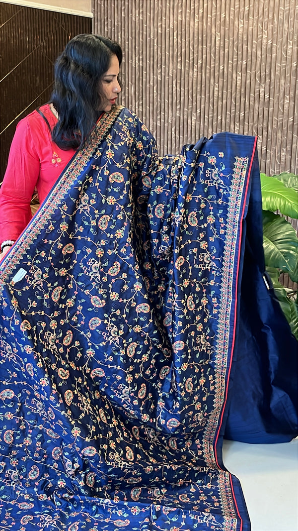 Semi Raw Silk Embroidery Saree – Grace in Every Thread ✨