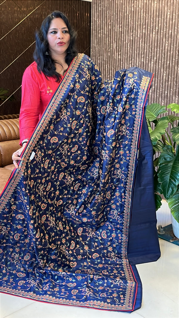 Semi Raw Silk Embroidery Saree – Grace in Every Thread ✨