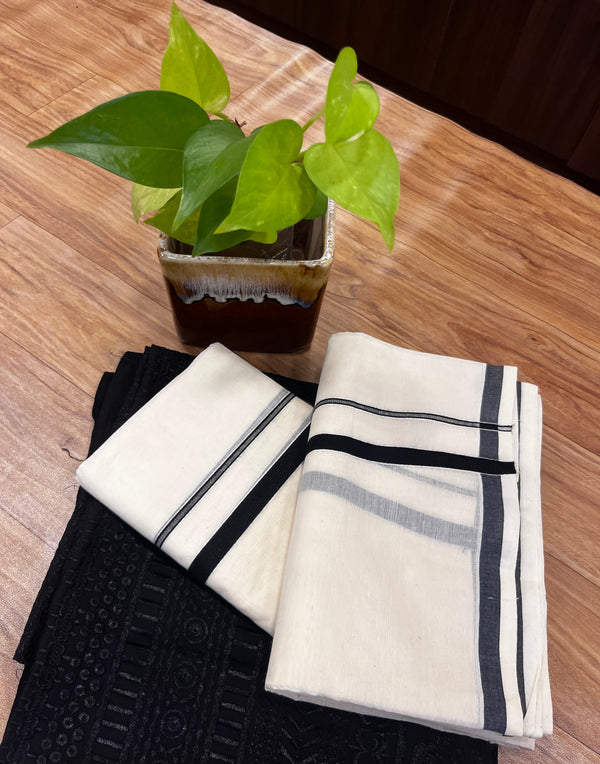 🌿 Pure Handloom Puliyilakkara Cotton Set Mundu with Ajrakh Blouse – Ethnic Elegance Redefined ✨