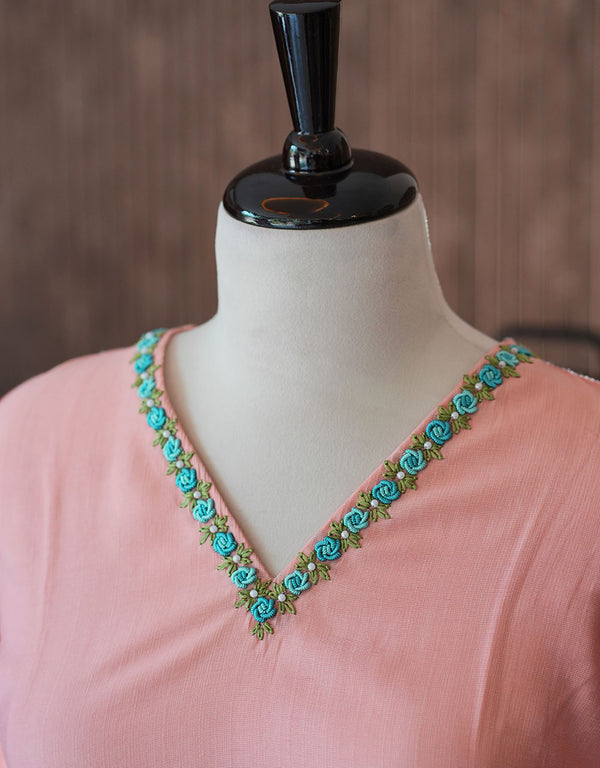 Slub Cotton Kurti with Embroidery Work – Elegance in Every Thread ✨