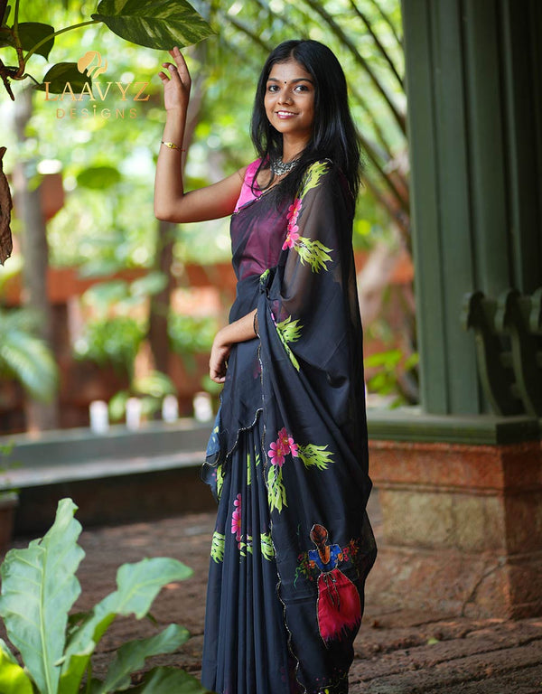 Teeby Organza Saree with Handwork – Sheer Elegance & Grace ✨