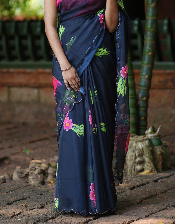 Teeby Organza Saree with Handwork – Sheer Elegance & Grace ✨