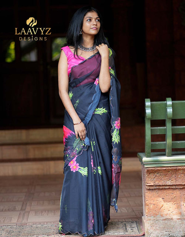 Teeby Organza Saree with Handwork – Sheer Elegance & Grace ✨