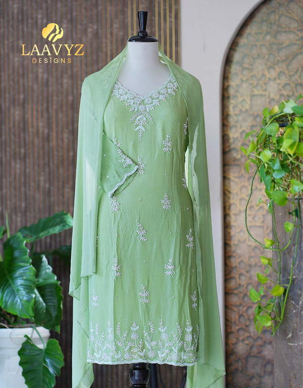Handwork Silk Ready-to-Wear Kurti Set – Effortless Luxury ✨