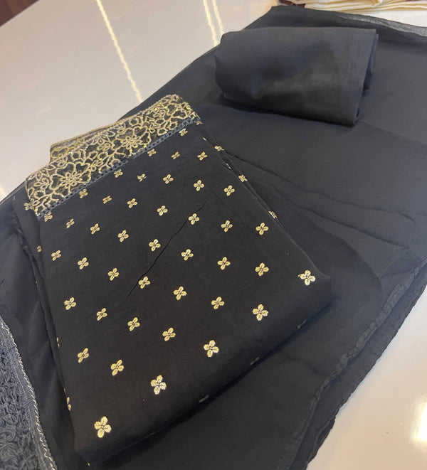 Semi silk salwar set with Chiffon Shawl - NAT08