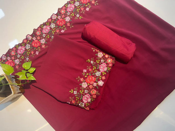 Pure georgette with machine embroidery - NA101