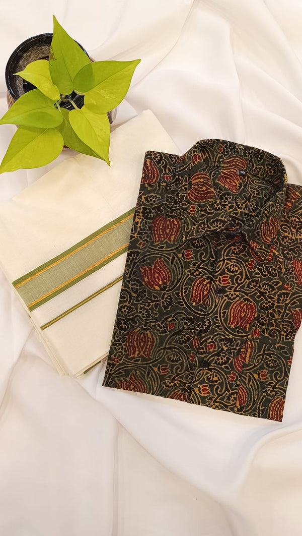 🌿 Ajrakh Cotton Shirt Combo – Timeless Block Print Elegance✨