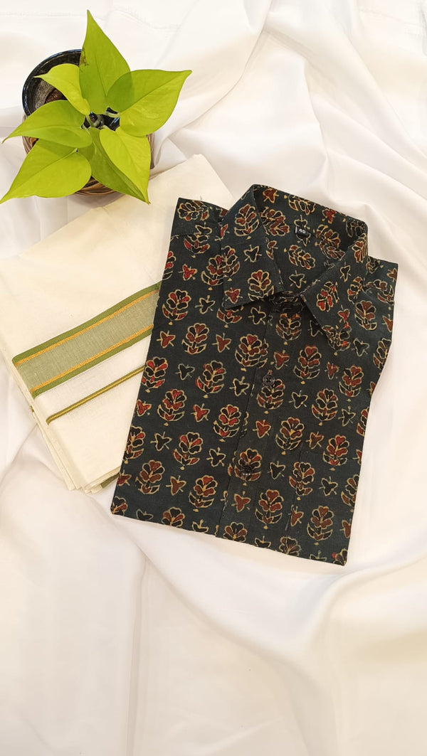 🌿 Ajrakh Cotton Shirt Combo – Timeless Block Print Elegance✨