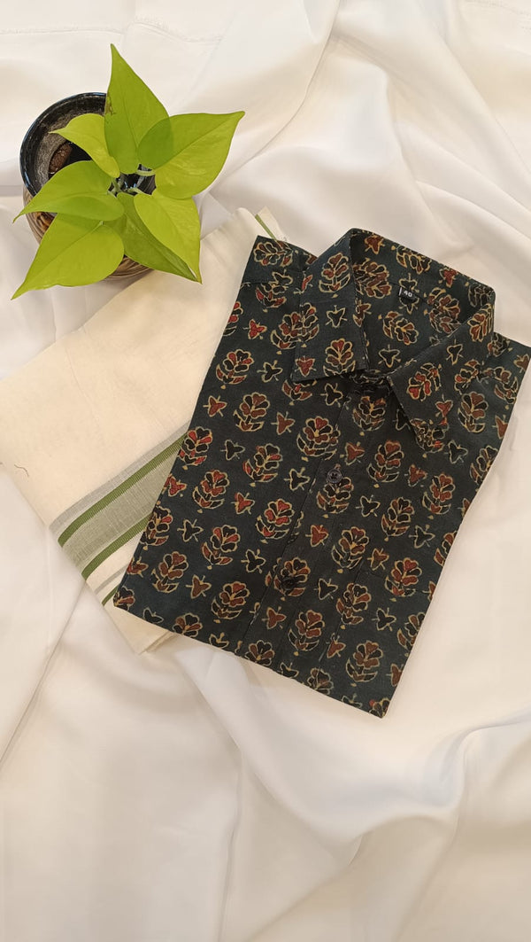 🌿 Ajrakh Cotton Shirt Combo – Timeless Block Print Elegance✨