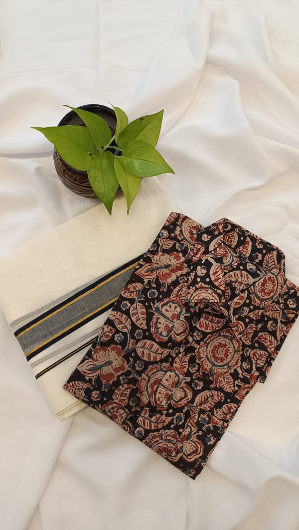 πΈ Kalamkari Cotton Shirt & Mundu Combo β Artistic Tradition in Every Thread β¨