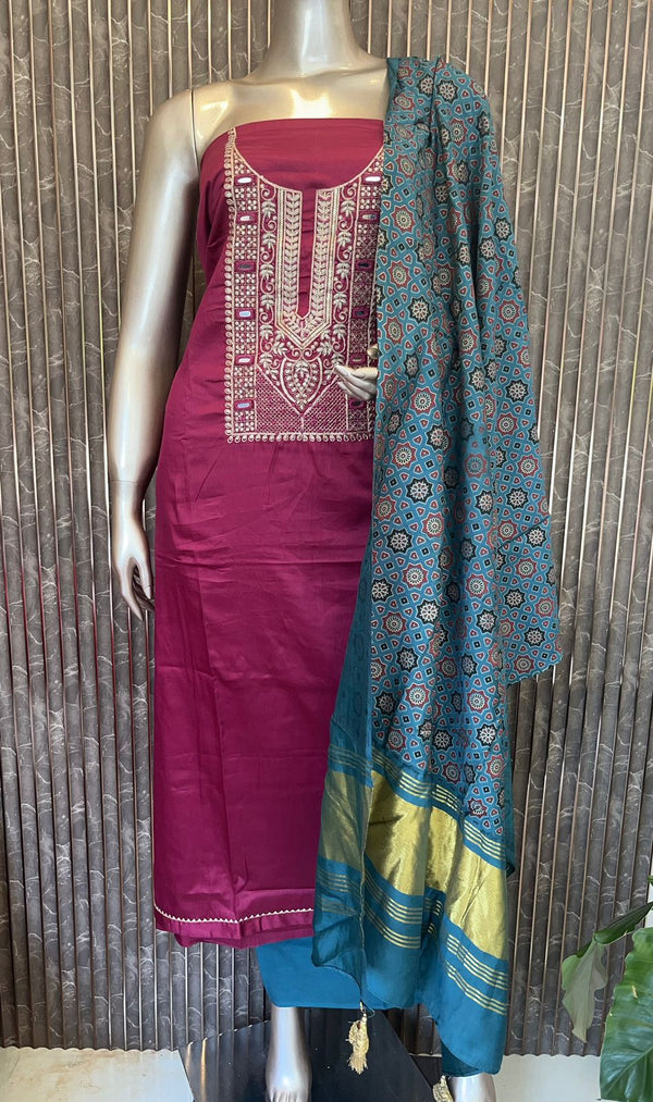 Analyzing image Cotton_slawar_set_peacock_blue_laavyz_designs_kannur