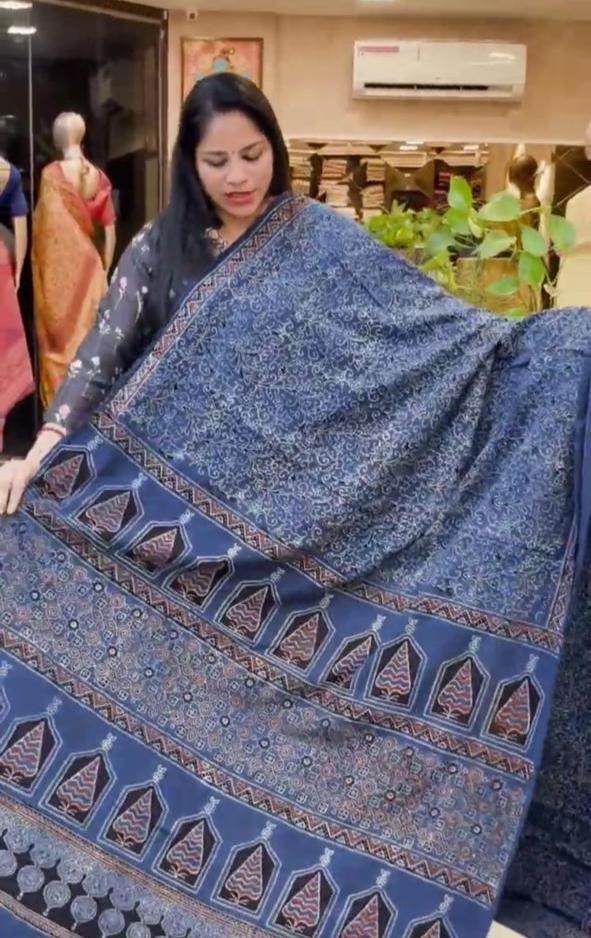Ajrakh cotton sarees