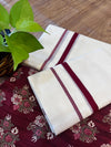 🌿 Puliyilakkara Handloom Set Mundu with Brocade Blouse – Heritage with a Touch of Royalty ✨