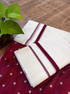 🌿 Puliyilakkara Handloom Set Mundu with Brocade Blouse – Heritage with a Touch of Royalty ✨
