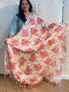 Linen cotton floral design dupatta - PAR555