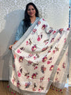 Linen cotton floral design dupatta - PAR555